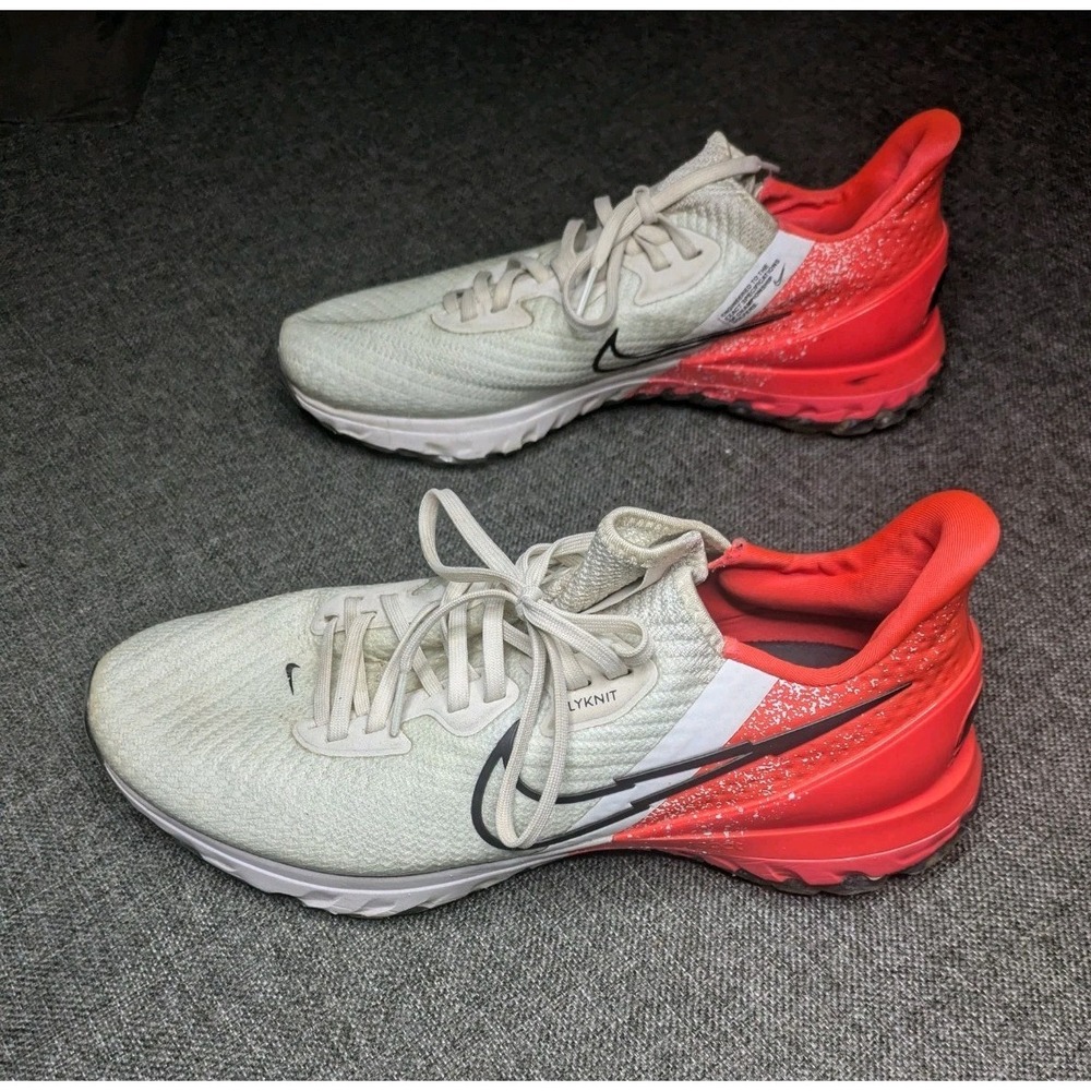 Nike Air Zoom Infinity Tour Flyknit Men's Golf Shoes White Red Size 10 Sneakers